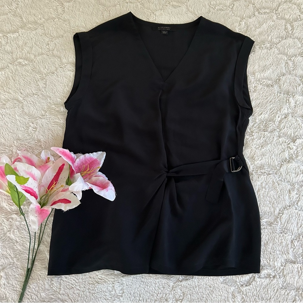 Allsaints 'Kana' Side-Belted Silk-Blend Top